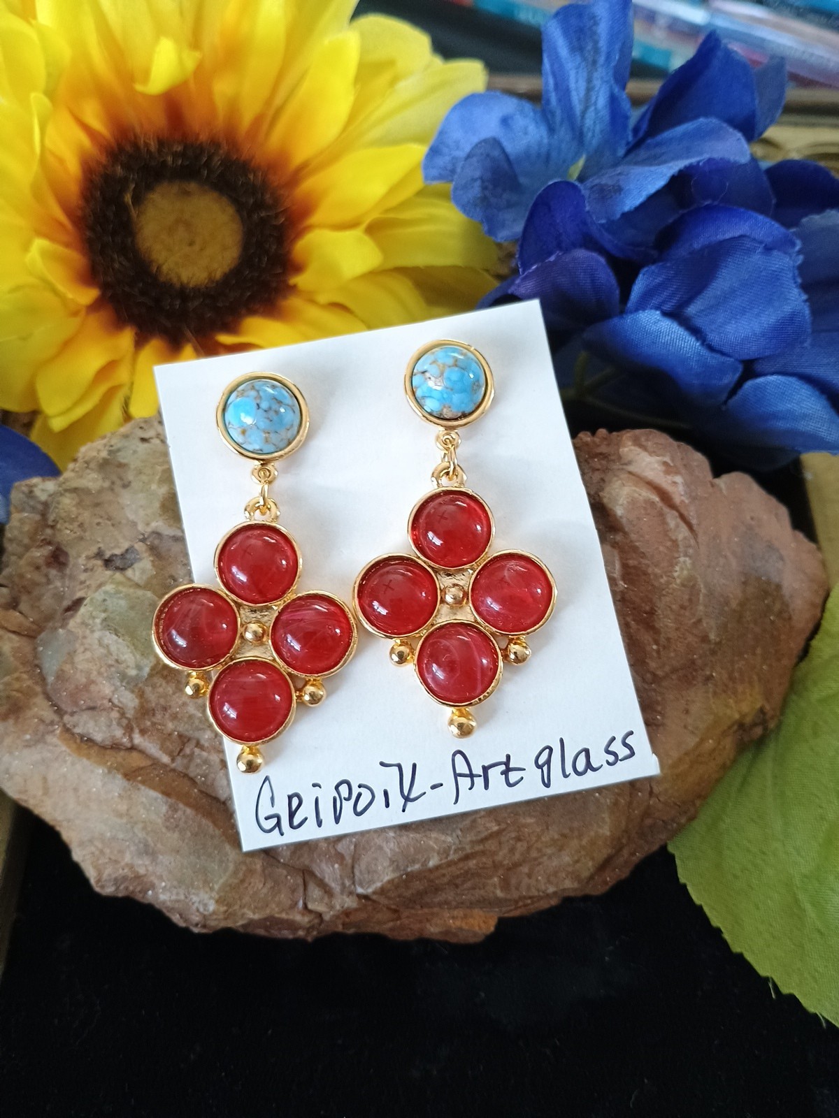 Haute Couture Designer Style Pierced Gripoix Art Glass Dandle Pierced Runway…