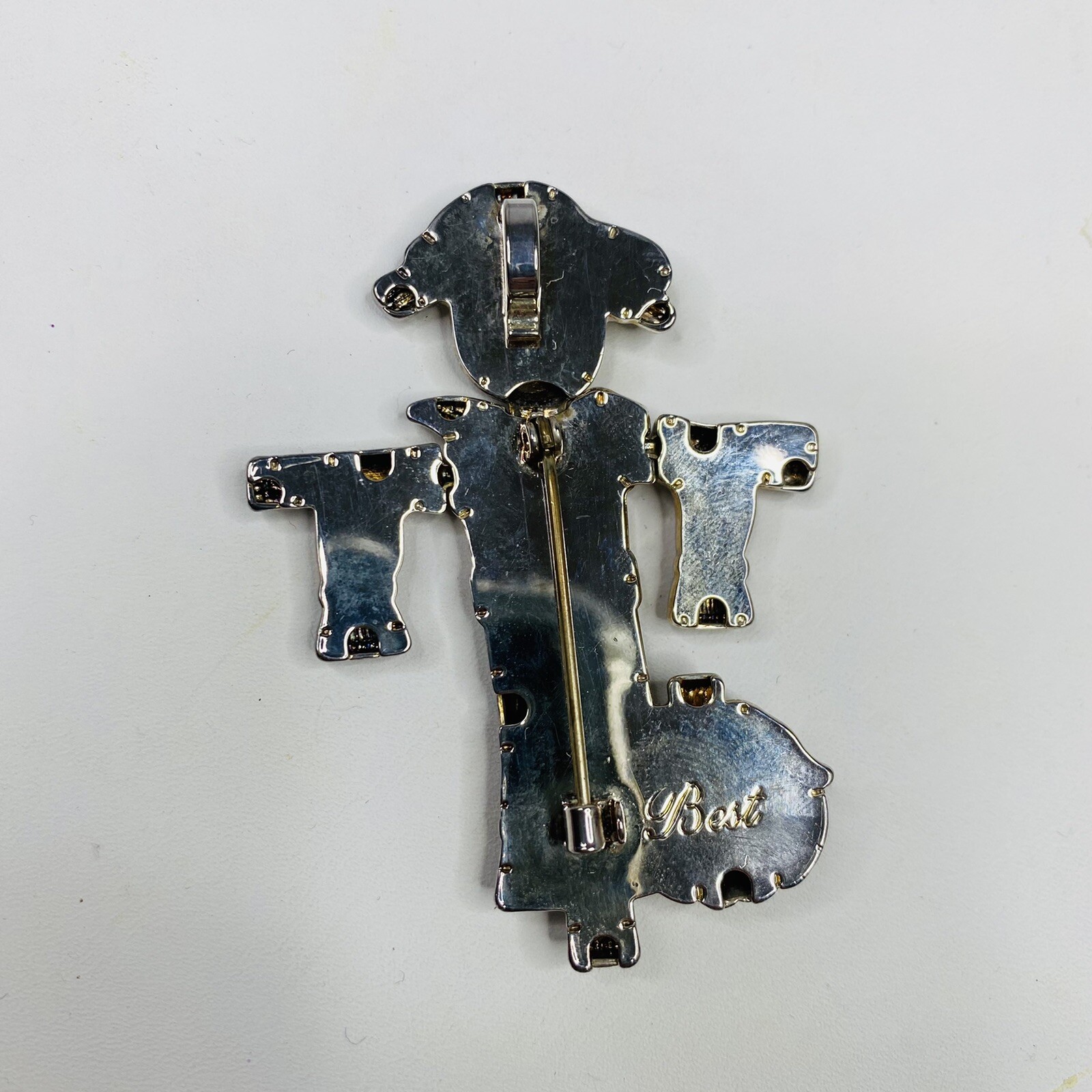 Best Signed Silver Tone Articulated Scarecrow Convertible Brooch Pin to Pendant