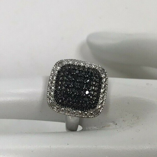 Vintage Sterling Silver Ring 925 DBJ Marcasite Diamond Pave Square Decco Sz 6