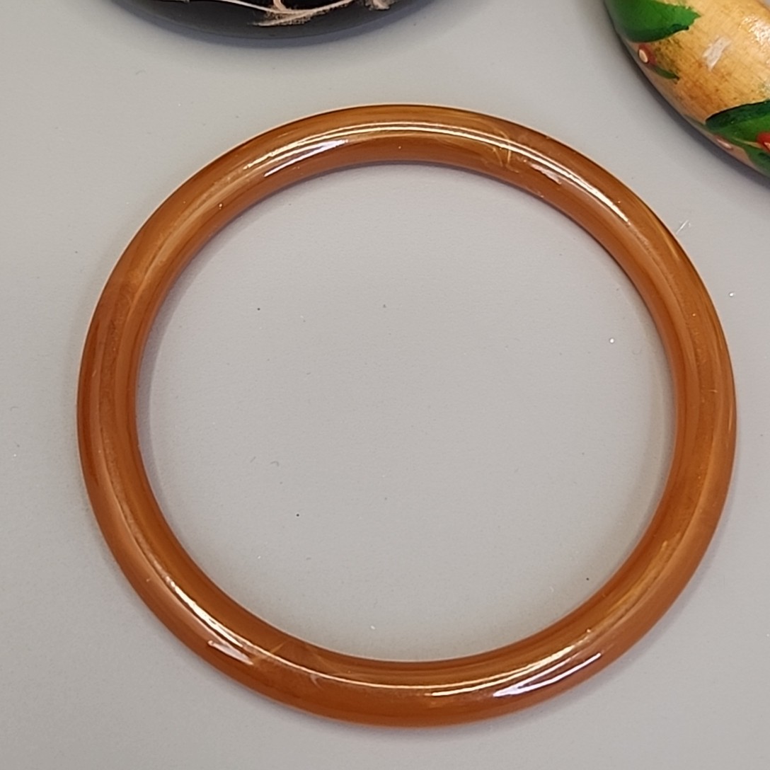 Vintage Bangle Bracelet Lot of 4 Wood Carved Hand Painted Earth Tones Wired