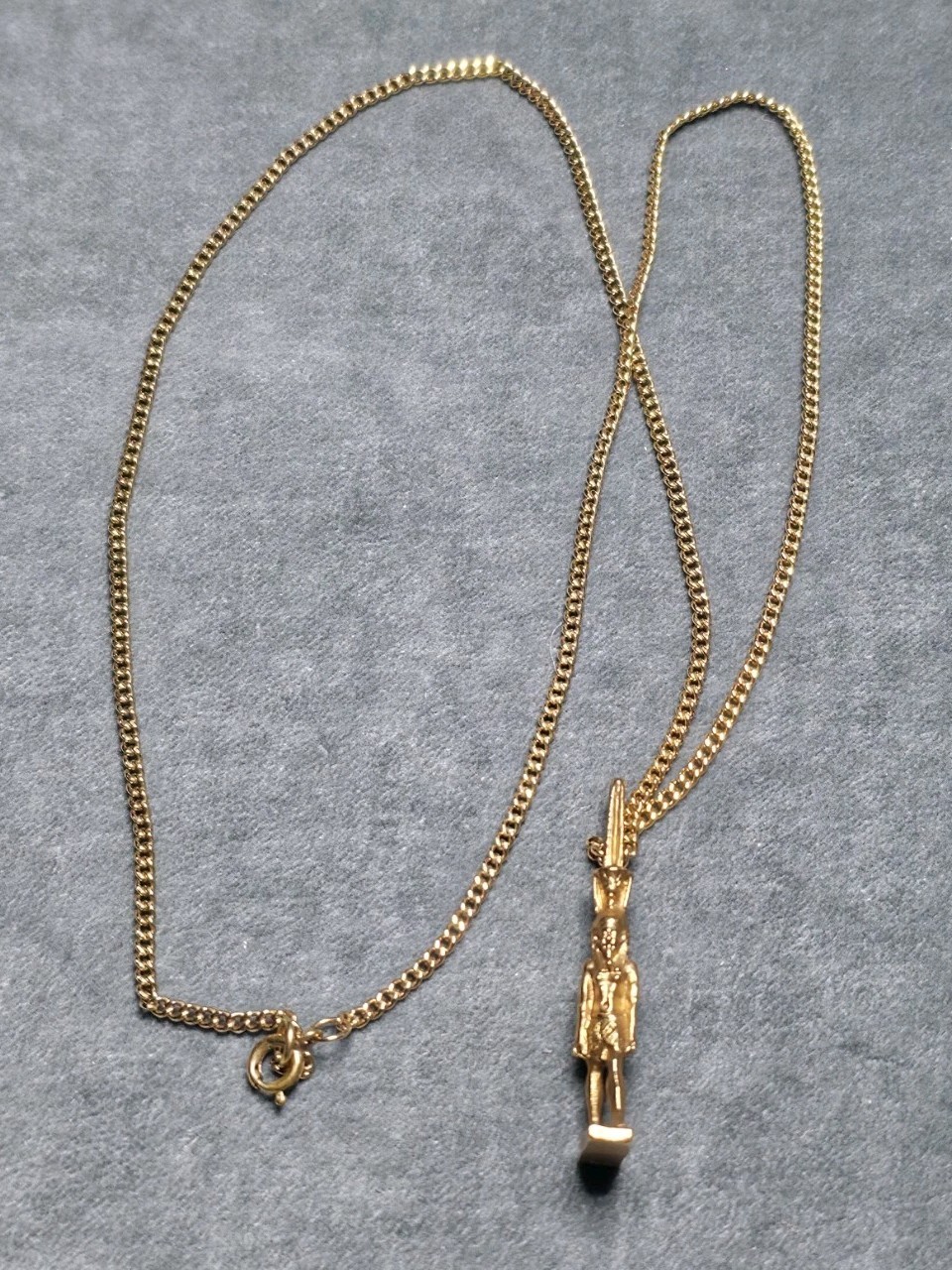 Vintage Alva Museum Replica Egyptian Nefertem God Pendant Necklace 1970s Signed