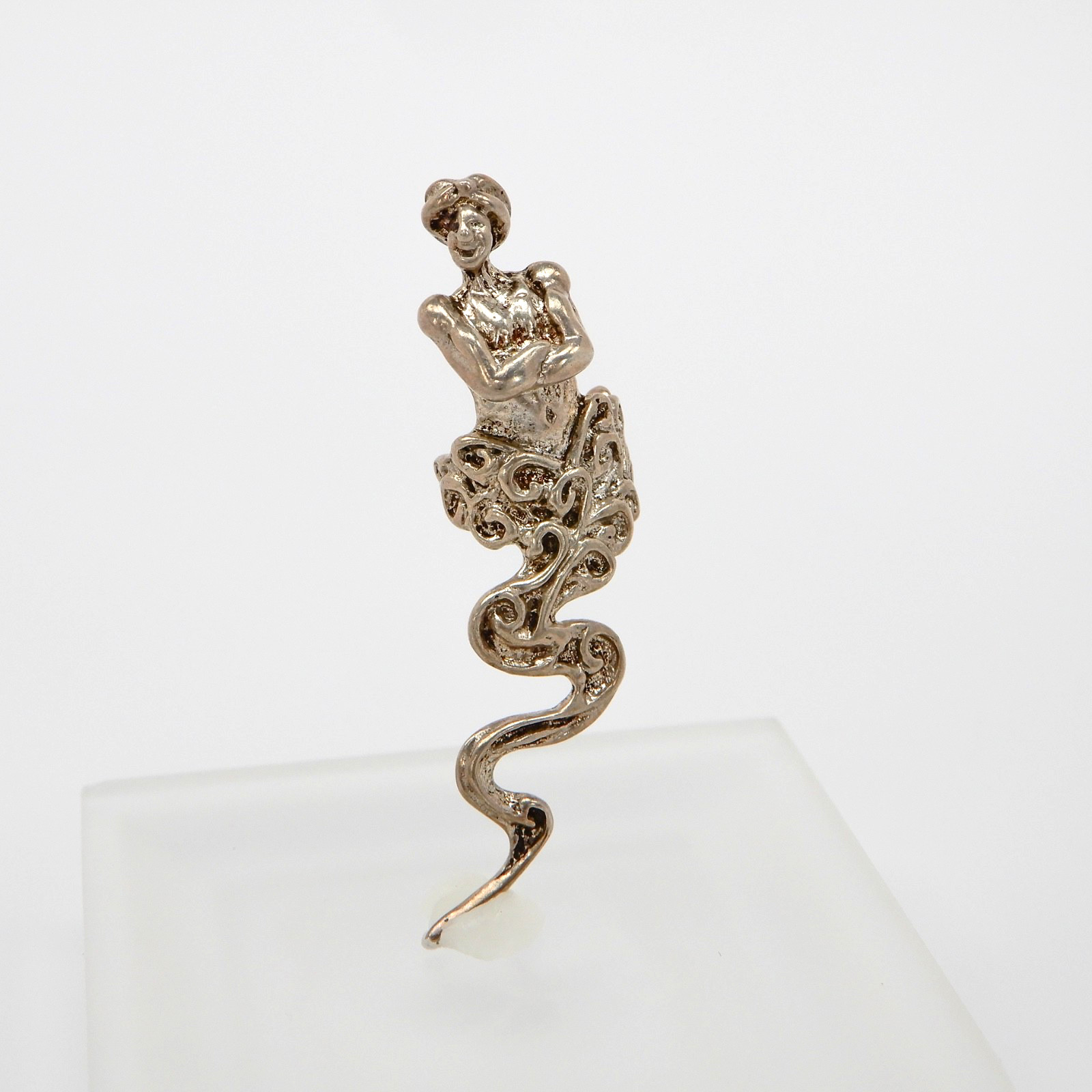 Sterling Silver Whimsical TOE RING Artisan 3D Figural Genie Bottle Lamp Rubbing