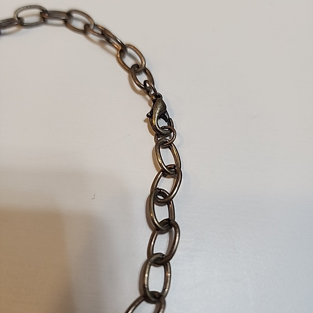 Vintage Style Silver Tone 12″ Necklace With Puffed Heart & Charms ~ Lobster Claw
