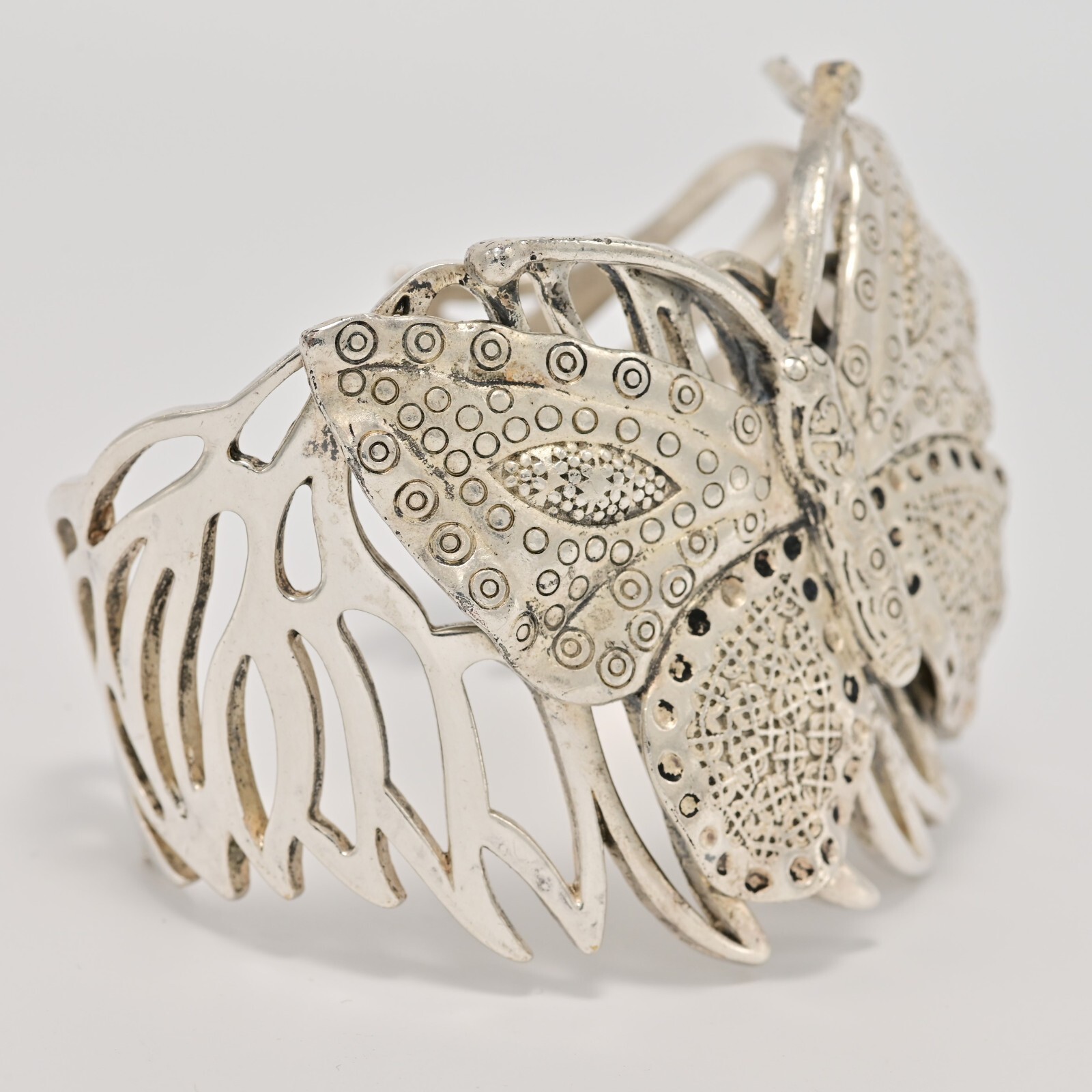 Antique Vintage Original Designer MCM Silver Butterfly Cuff Estate Bracelet
