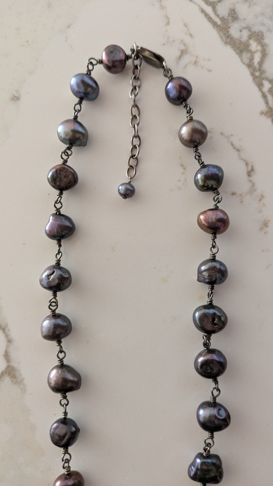 Silpada Sterling Silver Iridescent Gray Purple Pearl 15-17″ Necklace N1183 NEW