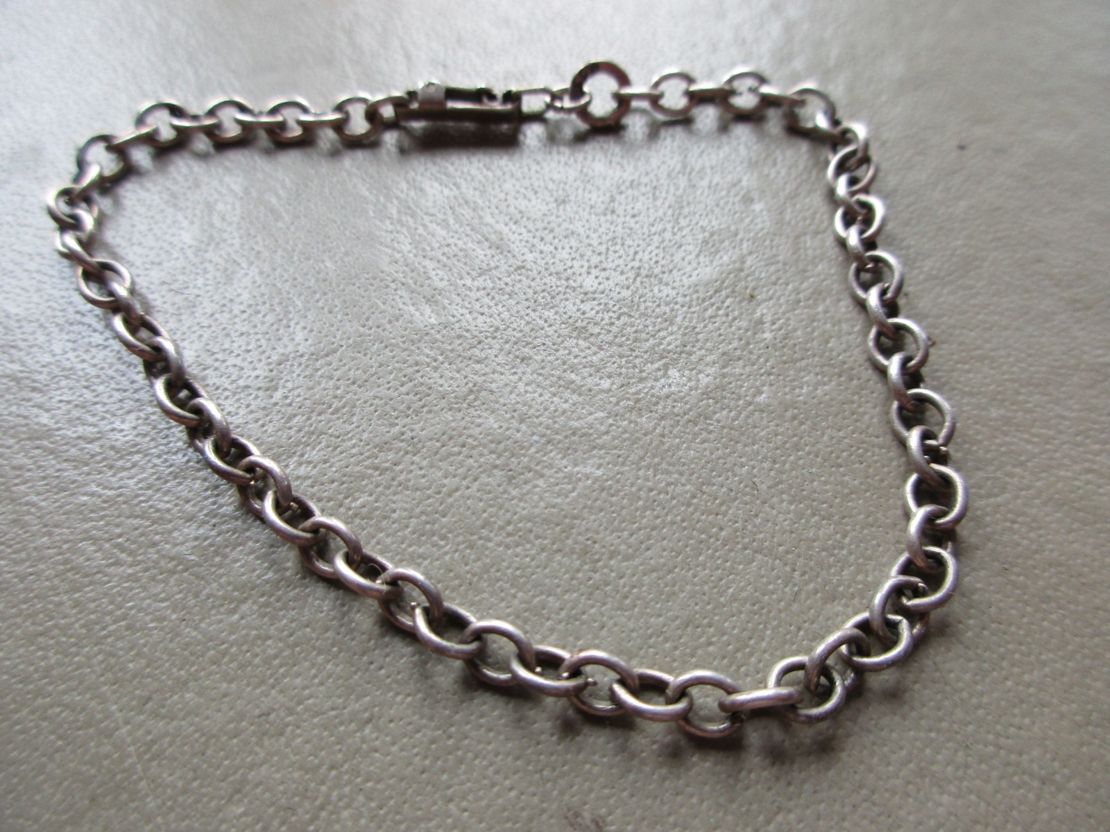 ANTIQUE OLD GERMAN STERLING SILVER RARE BOX CLASP CHARM BRACELET BELCHER CHAIN