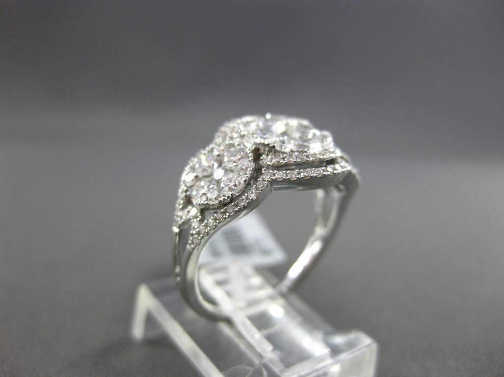 ESTATE LARGE 1.78CT DIAMOND 18KT WHITE GOLD HALO CLUSTER FUN RING E/F VS / VVS