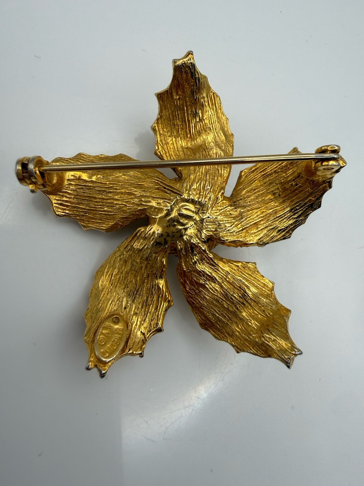 Vintage Benedict NY Brooch Floral Cluster Imitation Turquoise Gold Tone