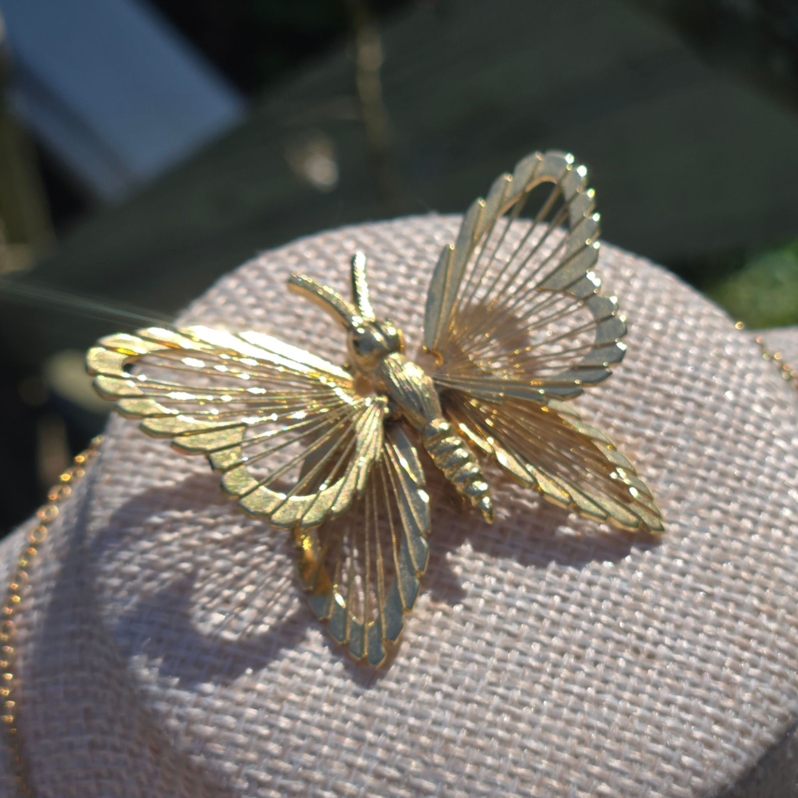 Vintage Monet Butterfly Brooch Gold Tone signed Pin Statement Minimalist jewelry