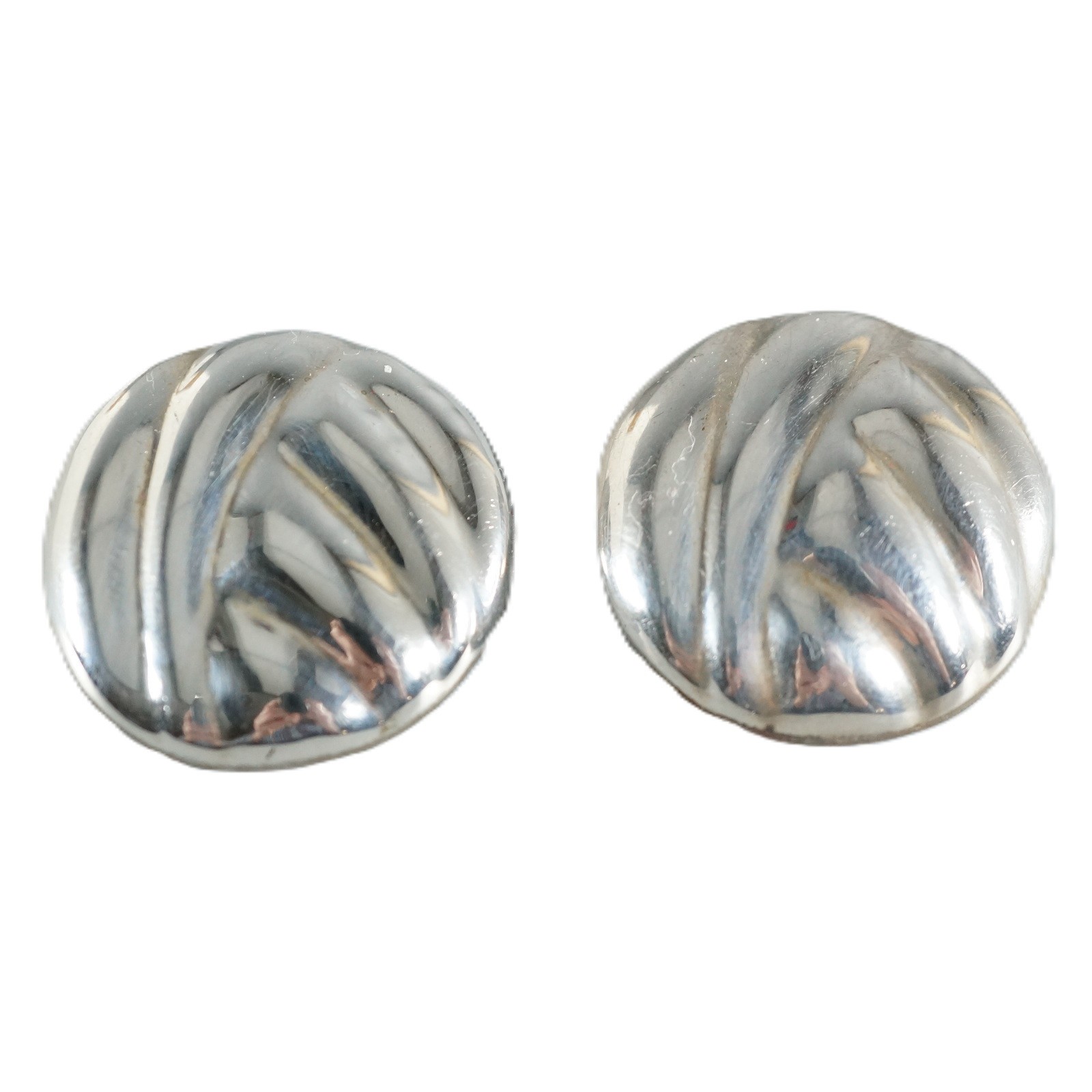 ATI Mexico Sterling Silver Modernist Abstract Disc Clipon Earrings 18.6g Vintage