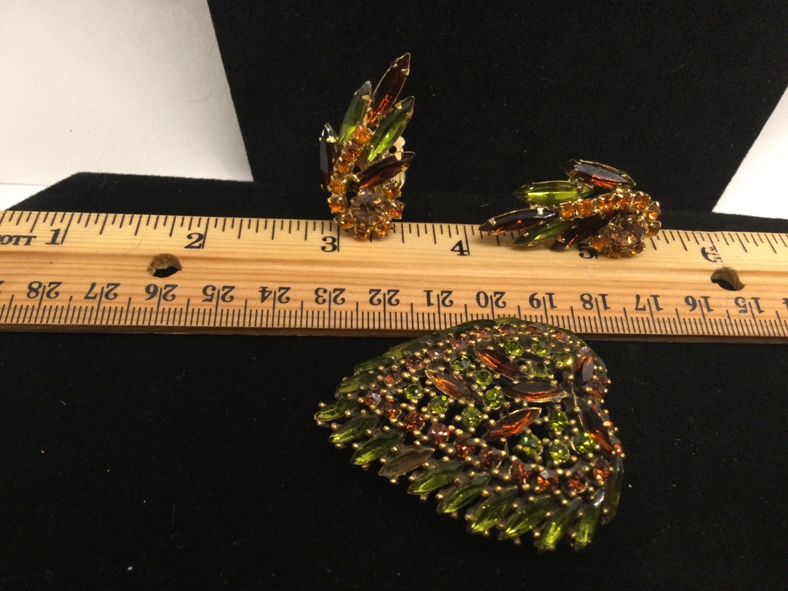 Vintage Costume Brooch And Clip Earrings