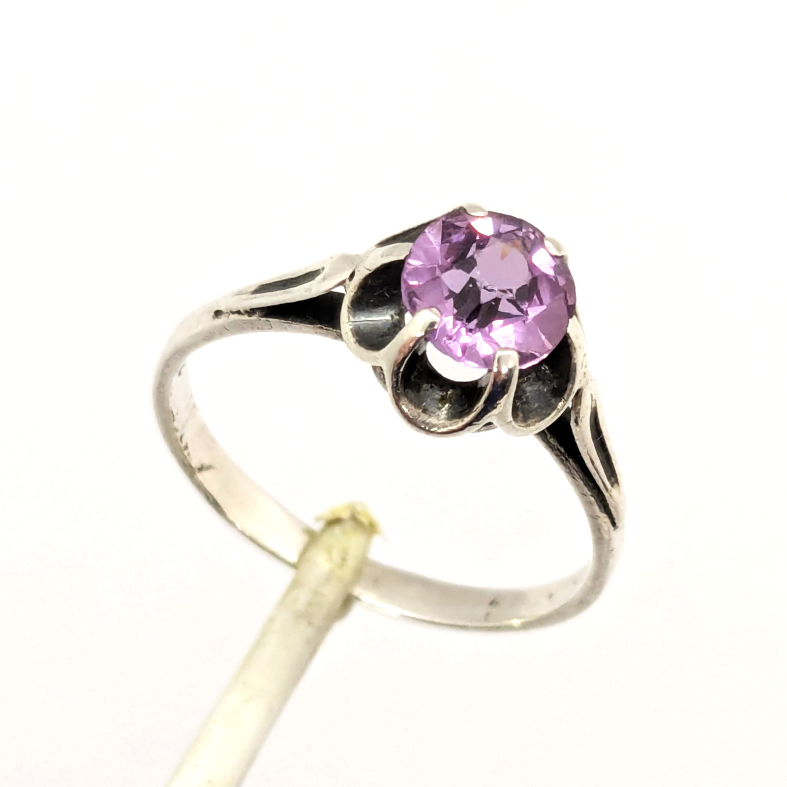 Vintage Soviet RING Silver⭐875 stamp Star with AMETHYST Stone -size: 7.25US| #11