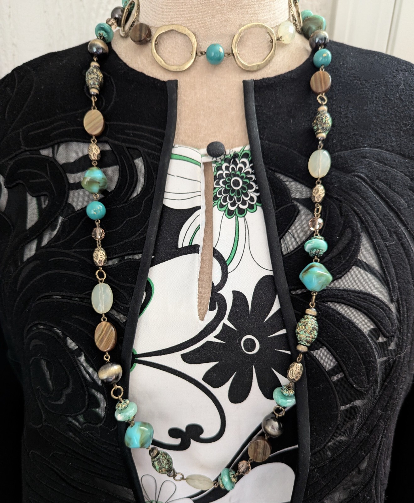 Premier Designs Fringe Bib Layered Necklace Boho Southwestern Signed Jewelry