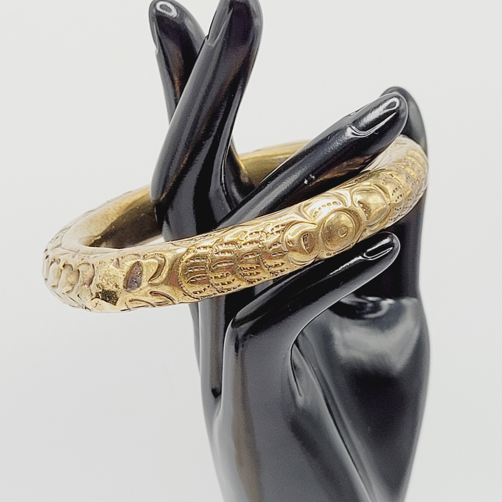 Chinese Wedding Chime Bangle Brass Repousse Chased Hollow Vintage Bracelet
