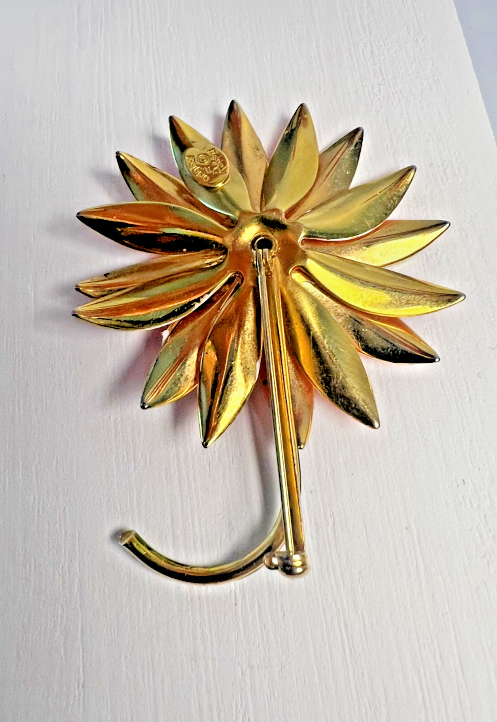 PRECIOUS Original By Robert Pink Daisy Enameled Metal Brooch with Ladybug