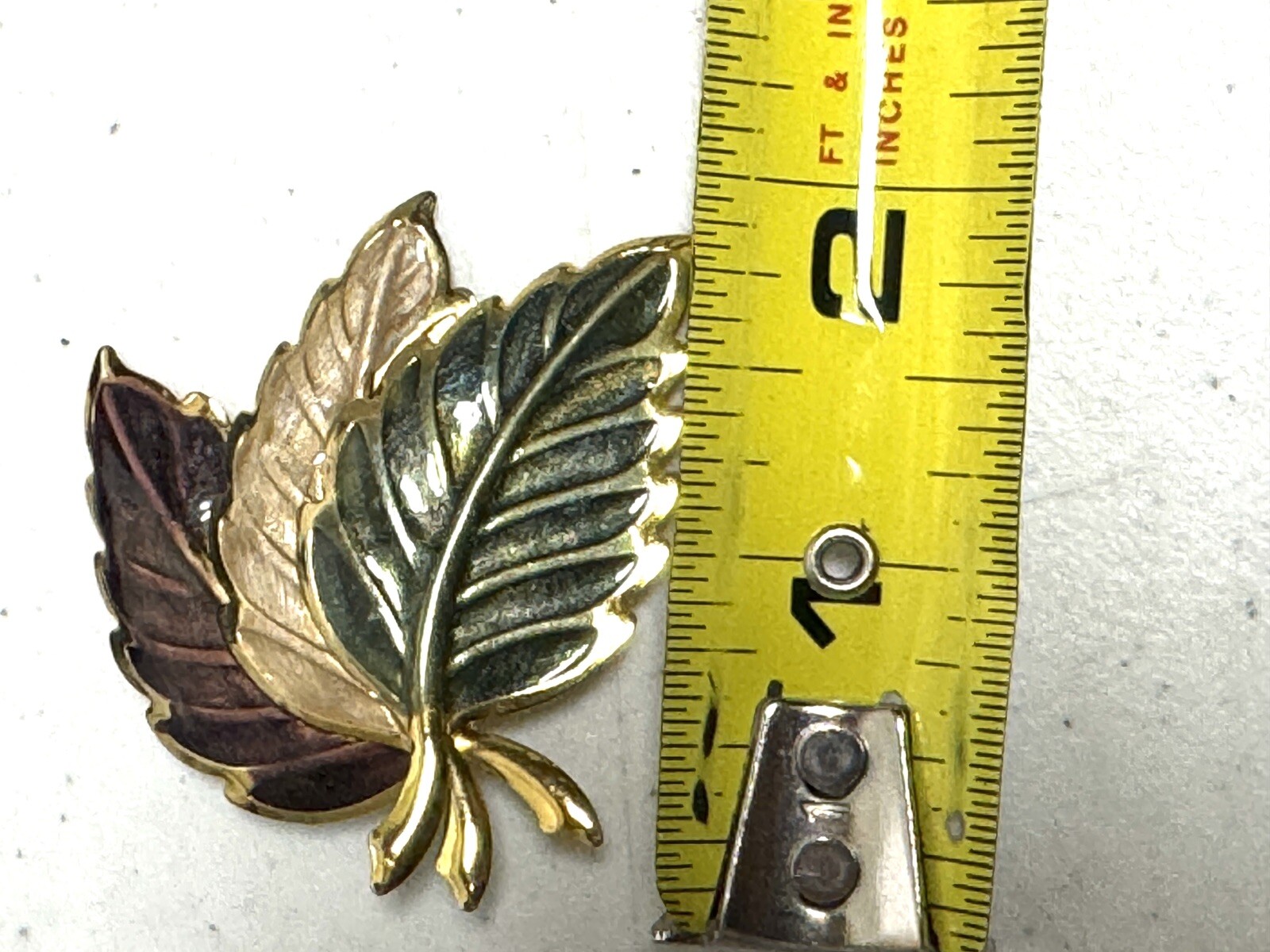 Leaf Motif Gold Tone Brooch & Earrings SET Fall Colors