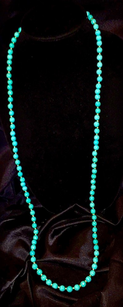 Layered Necklace Silver Tone Glass & Natural Howlite Stone Beads Vtg Multistrand