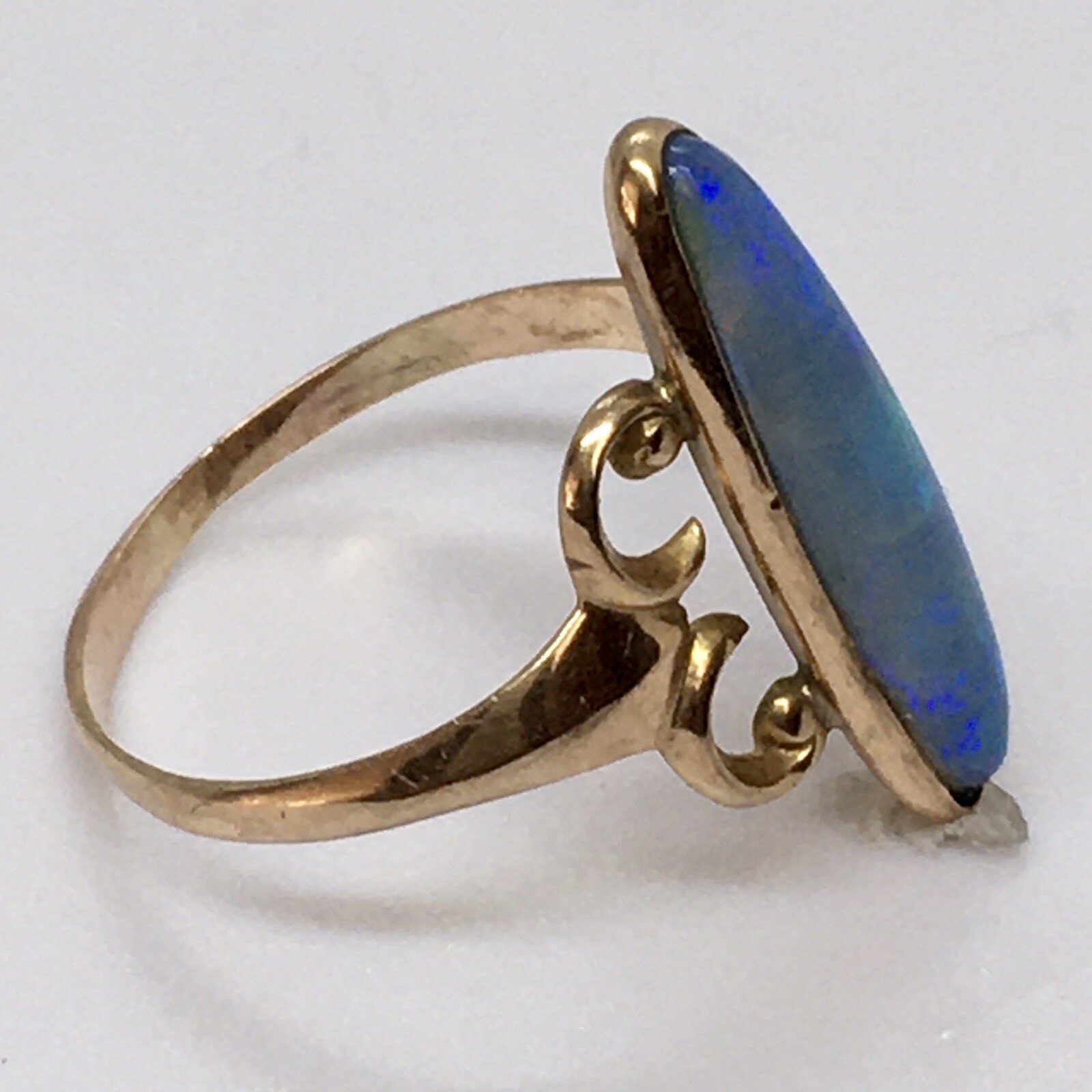 Antique American 10K Gold Victorian 1880s Natural Opal Ring Size 8