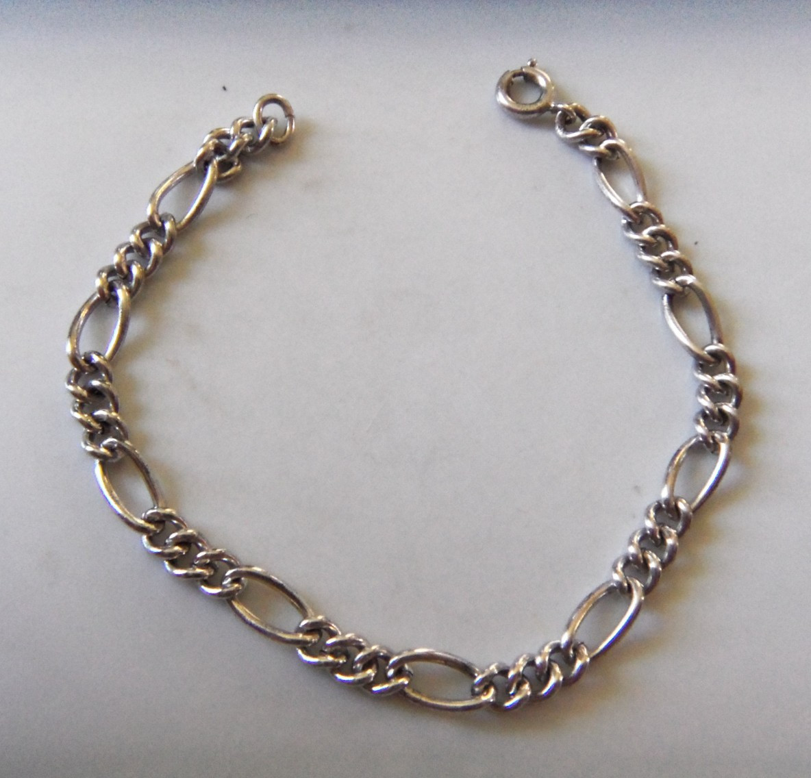 Vtg Sterling Silver Starter 7″ Charm Bracelet Two Styled Links 8.6g
