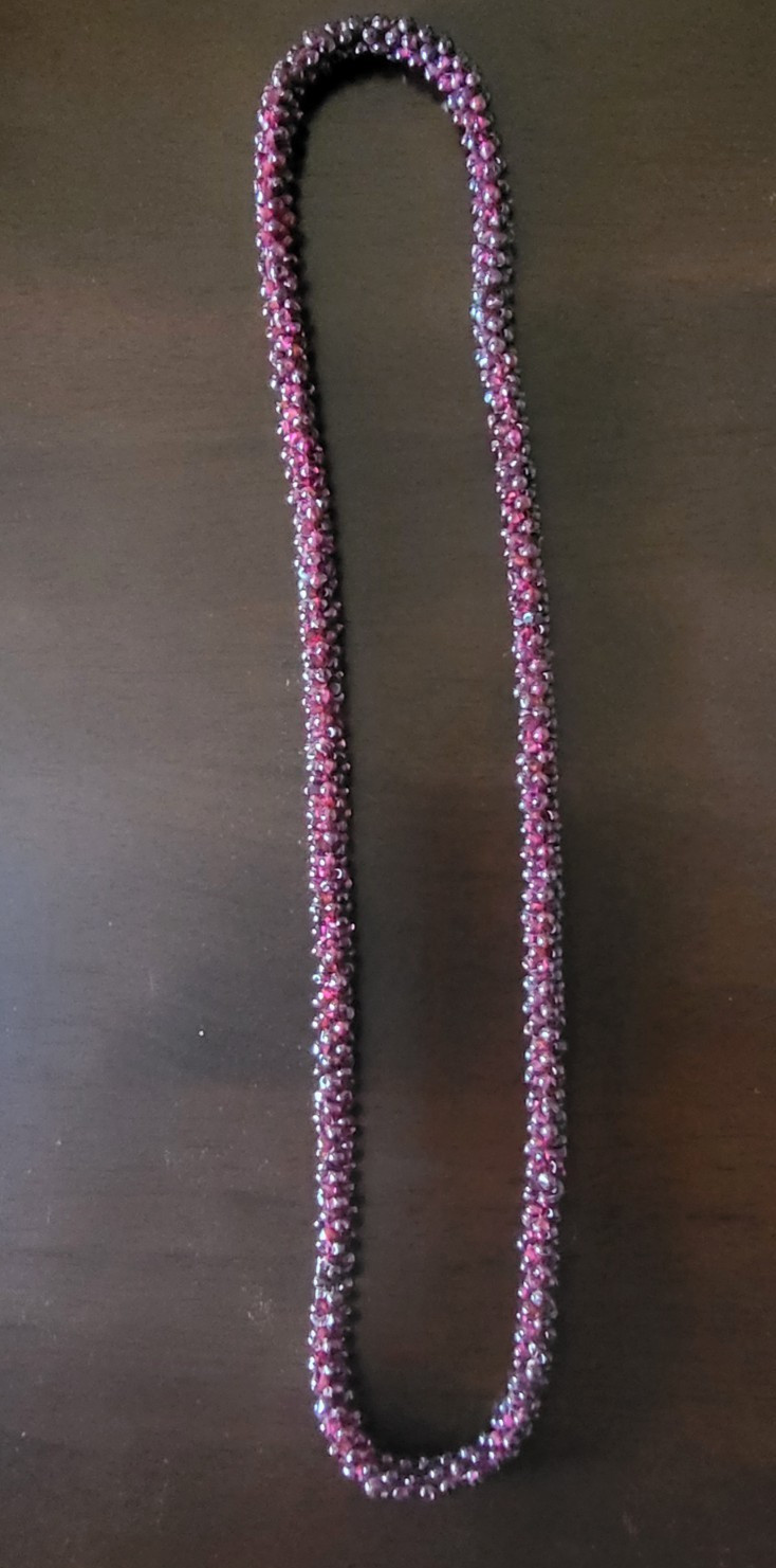 Vintage Woven Rope Deep Red Almandine Garnet Necklace 26 inch