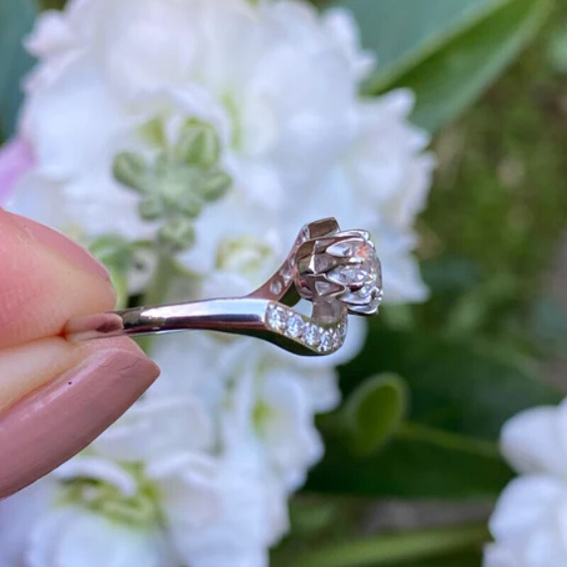 1 Ctw White Round CZ Victorian Two Stone Crossover Toi et Moi Ring In 925 Silver