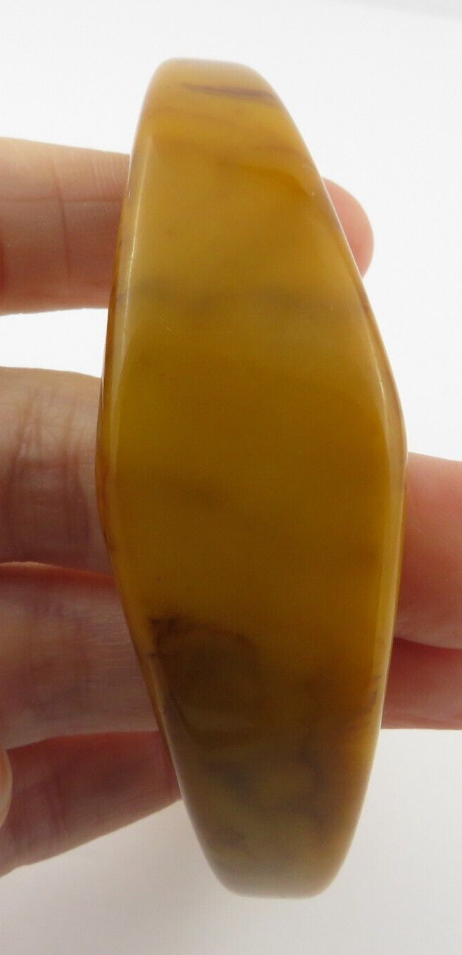 Vtg.Bakelite Chunky Wavy Bangle Bracelet Butterscotch/Choco Swirl retro Jewelry