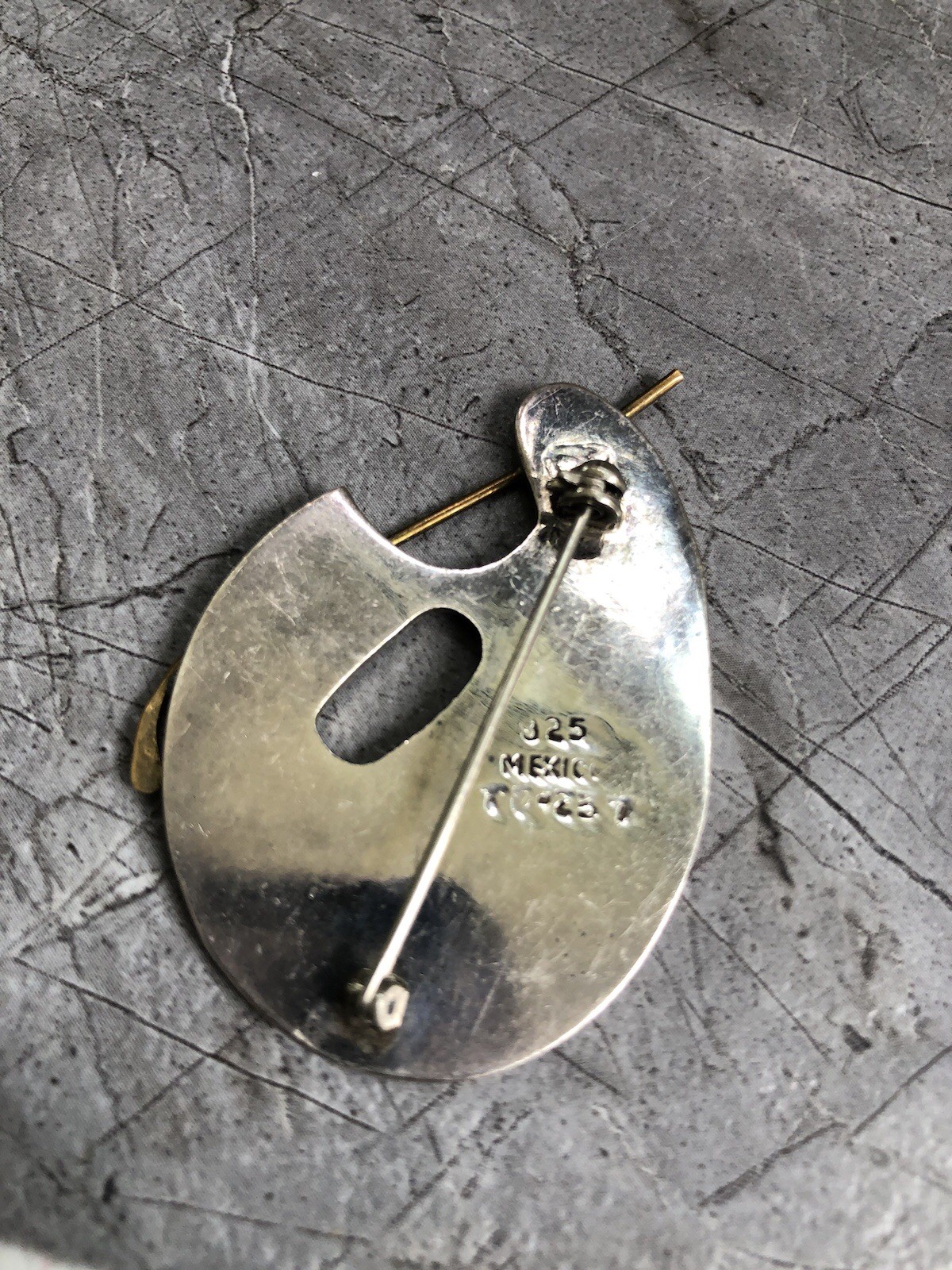 Sterling Silver Artist Brooch Pin Painter’s Pallet Brass Brush MEXICO