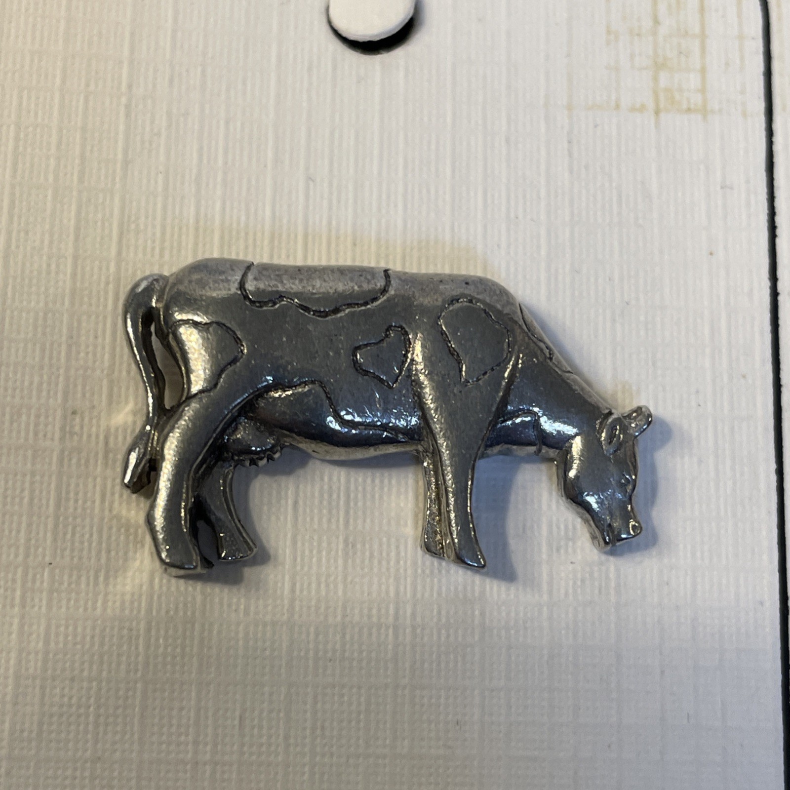 Vintage Jim Clift Pewter Cow Lapel Pin Farm Animal