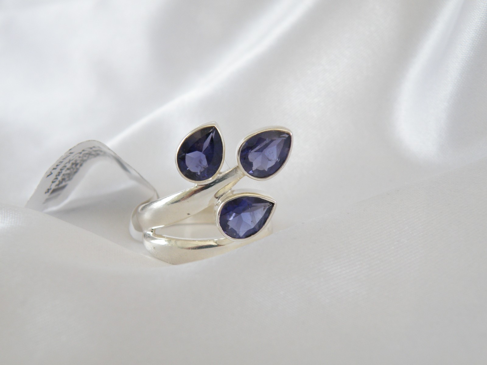 Chunky Sterling Silver 925 Bold Iolite Wrap Band Ring Size 8