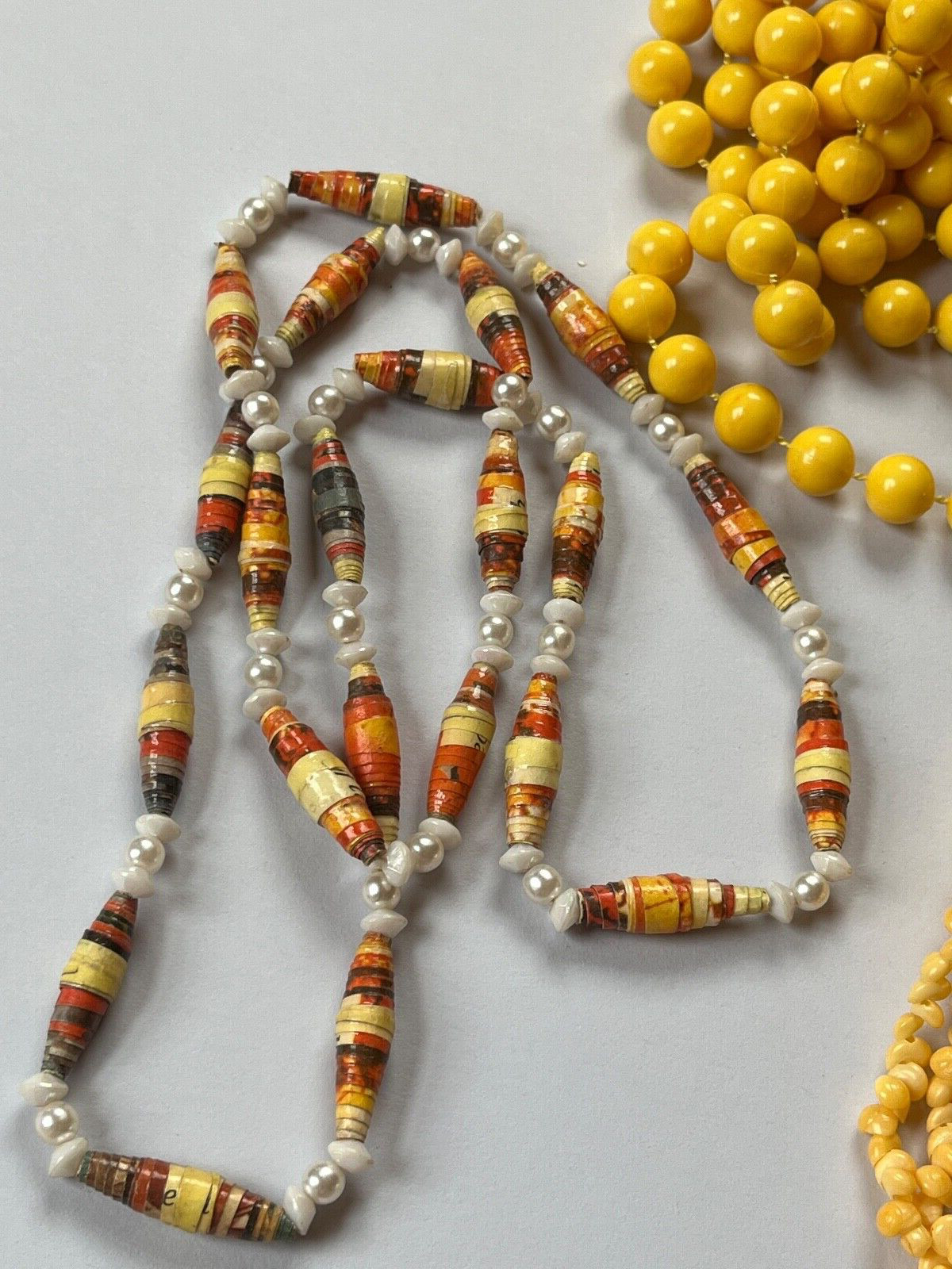 Vintage Lot of Solid Round Sunny Yellow Plastic & Tiny Faux Popcorn Plastic &