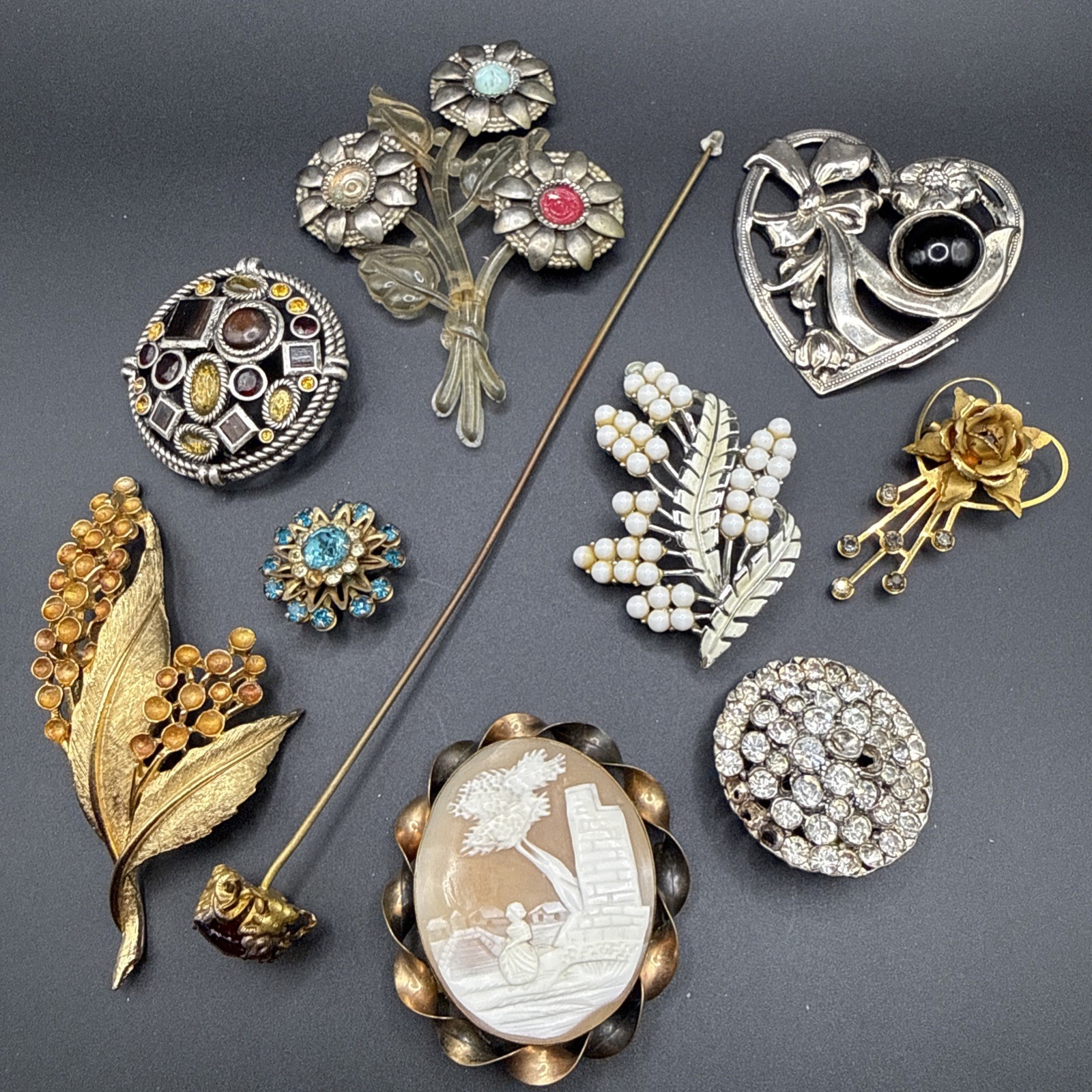 Vintage Brooch Lot For Repair Coro Unsigned Antique