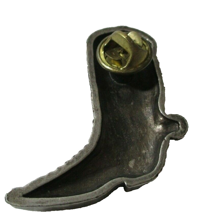 Metal Spurred Western Cowboy Boot Lapel Hat Pin Elaborate Design Vintage
