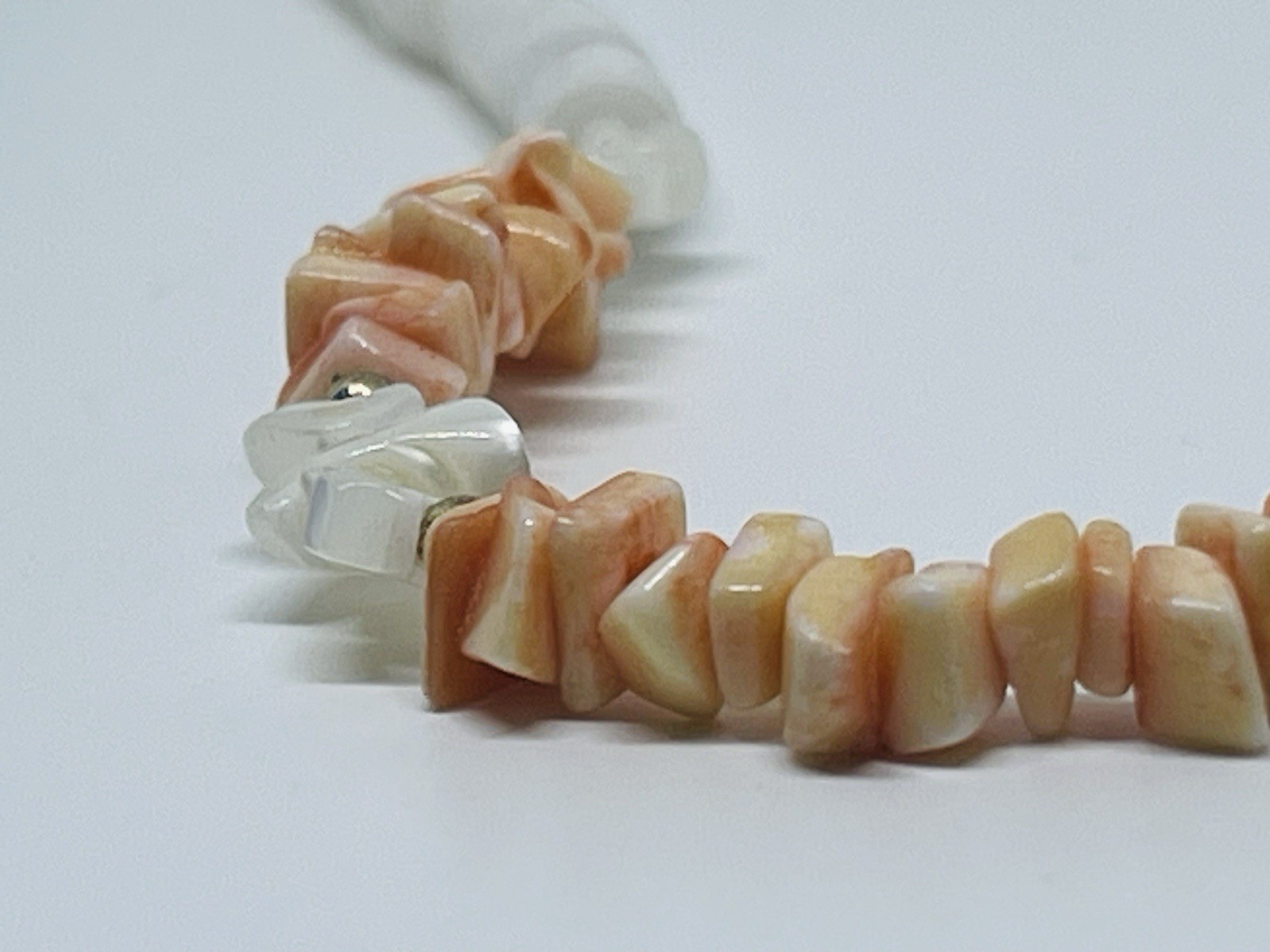 Y2K Dreamsicle Peach White Puka Shell Necklace Collectible Vintage Beachy Vibes