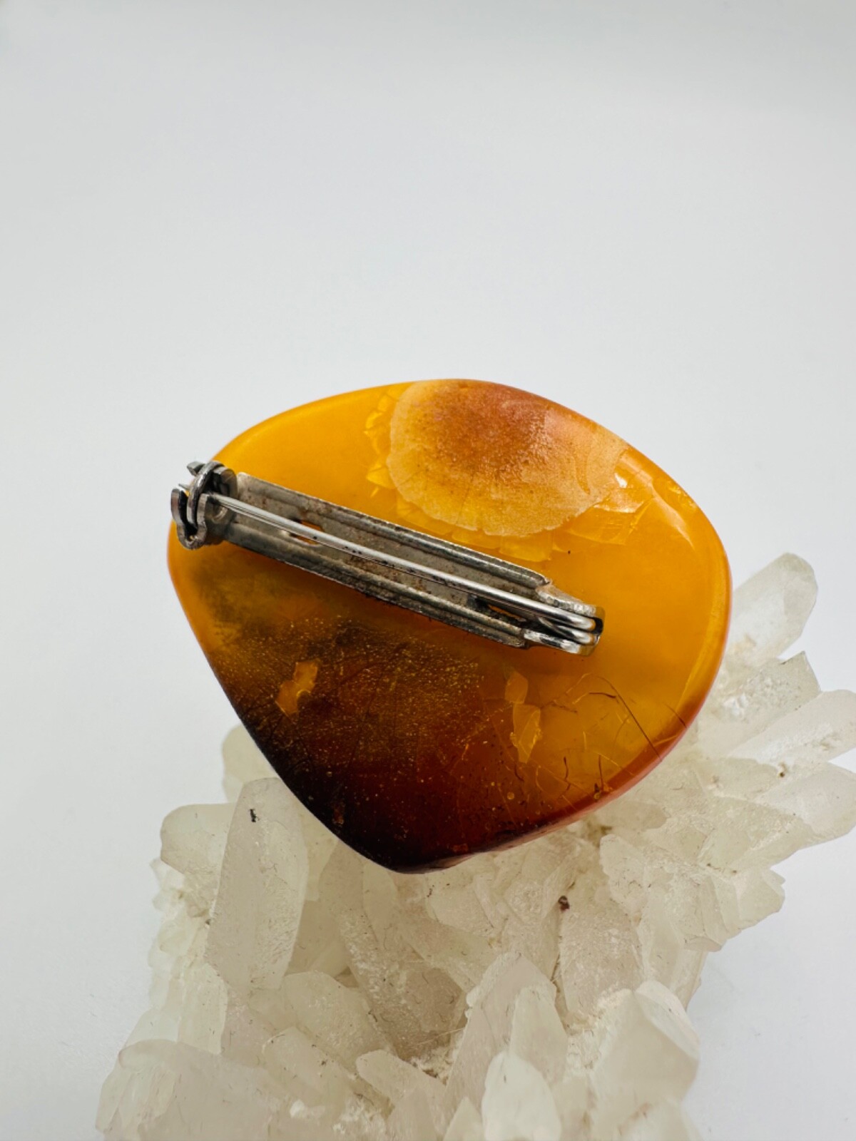 Vintage Baltic Amber Brooch Egg yolk USSR 1970s