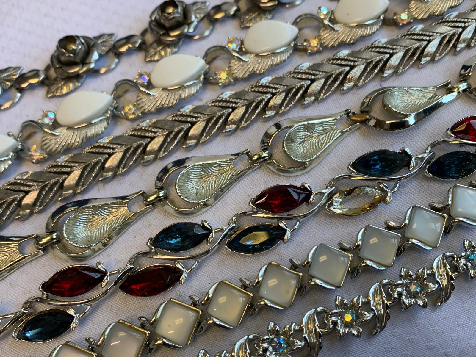 Vtg Necklace Lot Costume Jewelry Coro Monet Rhinestones Lucite Faux Gemstones