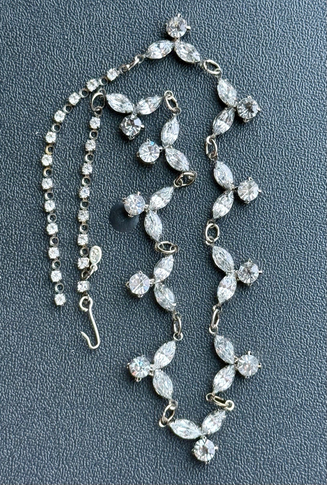 Vintage Designer Jewelry Lot Smoky Grey Rhinestone Necklace Brooch Earrings. A