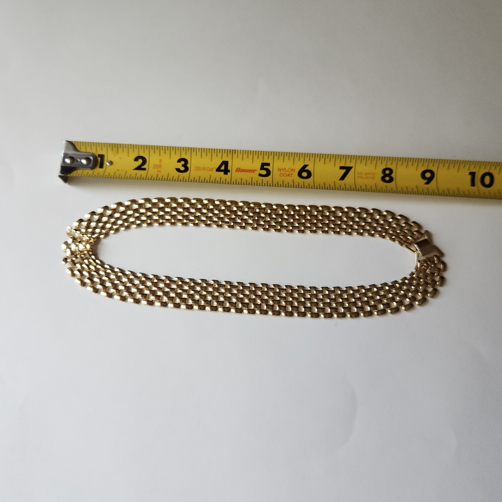 Vintage Gold Tone Mesh Link Necklace | 16″ Fluid Chain Collar