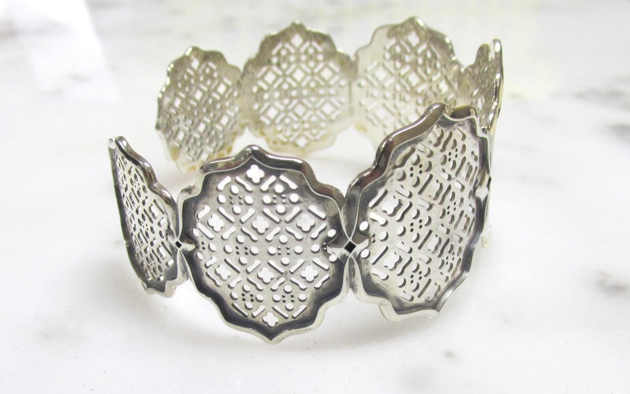 Beautiful Ail Aluma Sterling Silver Ornate Cuff Bracelet; Morocco ~ 17g ~ 3-F313