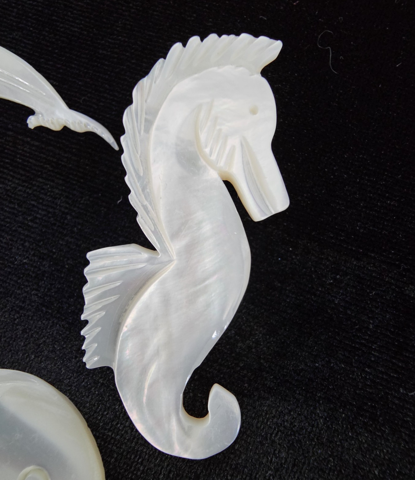 Vtg Lot Nautical Carved Mother of Pearl Sea Life Brooches Seahorse Fish Dolphins
