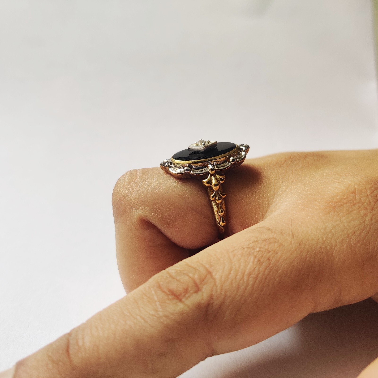 antique 925 silver vintage Victorian art deco handmade black onyx ring best gift
