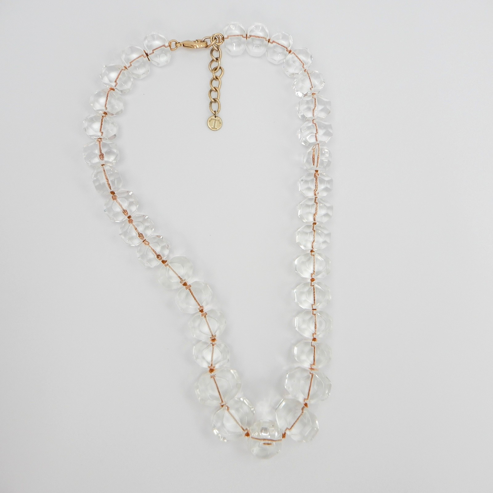 Clear Lucite Chunky Bead Necklace 22 Inches Translucent “T” Talbots