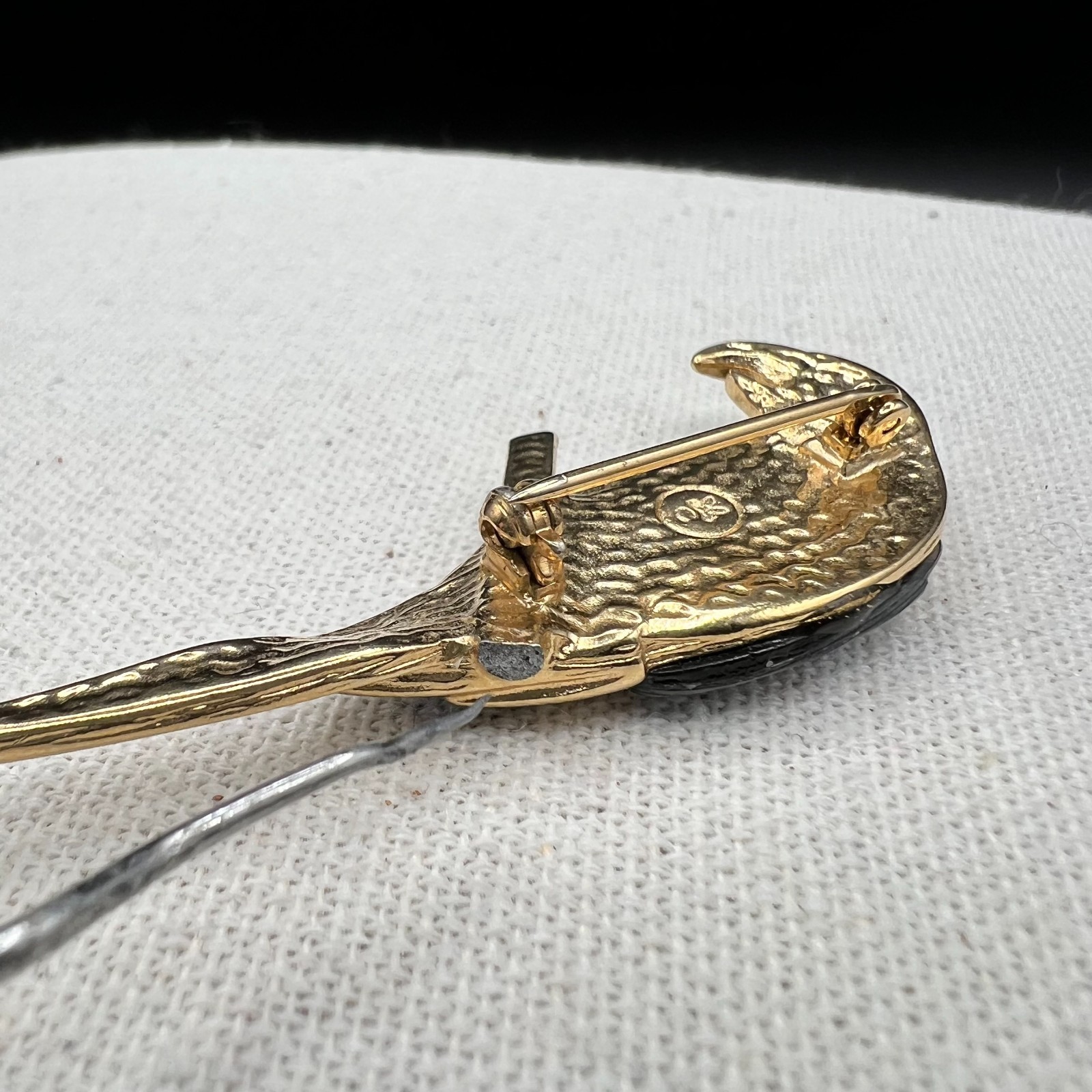 Vintage Abalone Shell Parrot Brooch Gold Tone Tropical Bird Figural Pin Jewelry