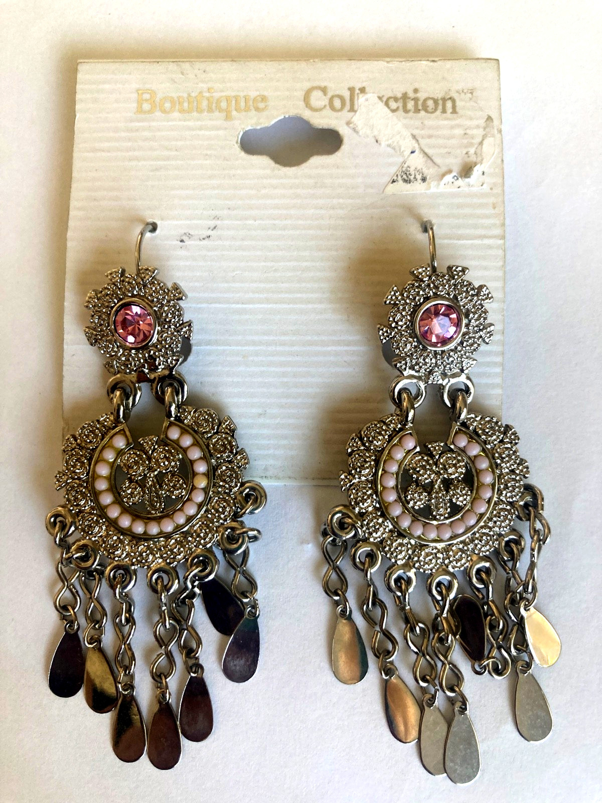Vtg Boho Pierced Earrings Big Dangle Lot of 3