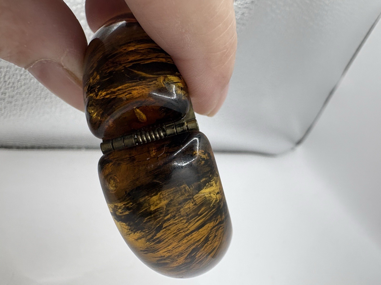 Rutilated Amber Resin Hinged Bypass Cuff Bracelet 6-6.5”