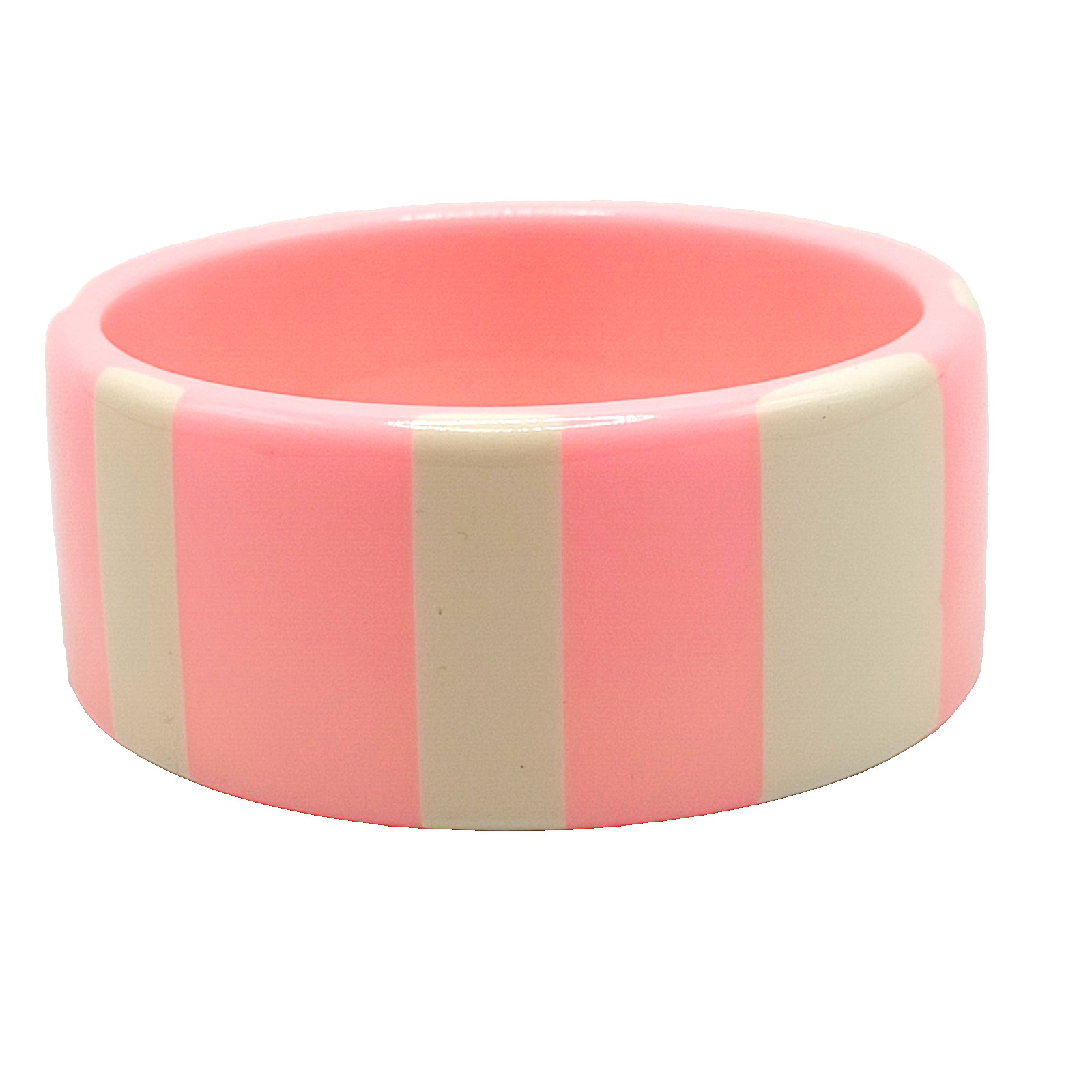 Bright Bubble Gum Cotton Candy Cream Stripe Chunky Acrylic Vtg Bangle Bracelet