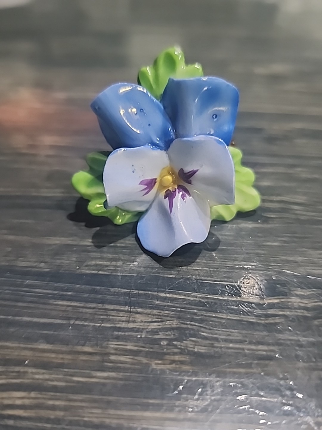 Royal Adderley Bone China Floral Blue Violet Pansey Brooch/Pin Made In England