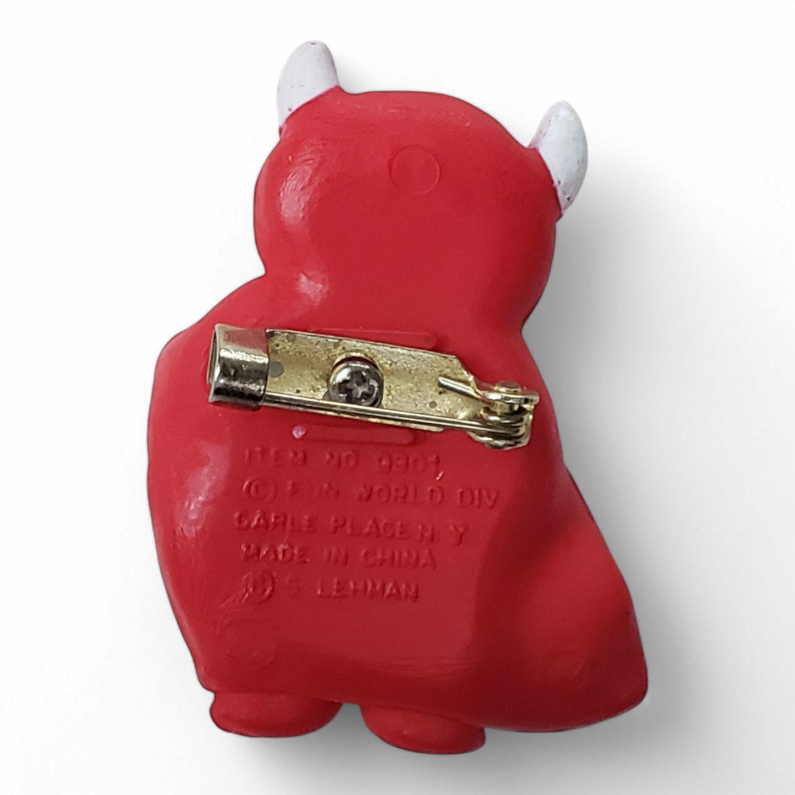 Vintage Fun World Carle Place NY Little Devil Brooch Pin 2″