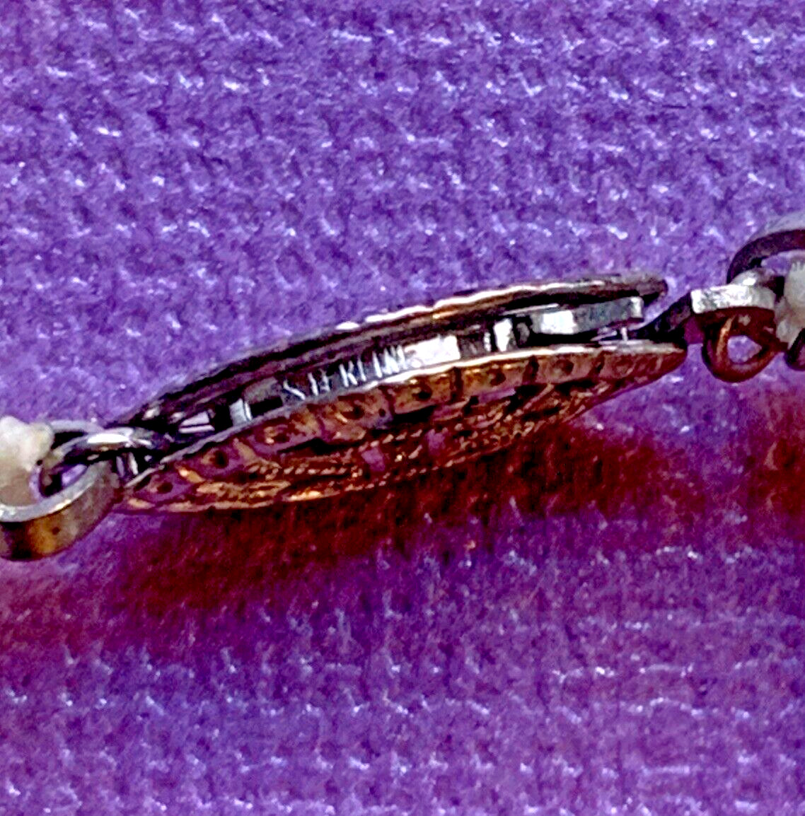 Vintage Mother of Pearl Round Bead Sterling Silver Fish Hook Clasp Necklace