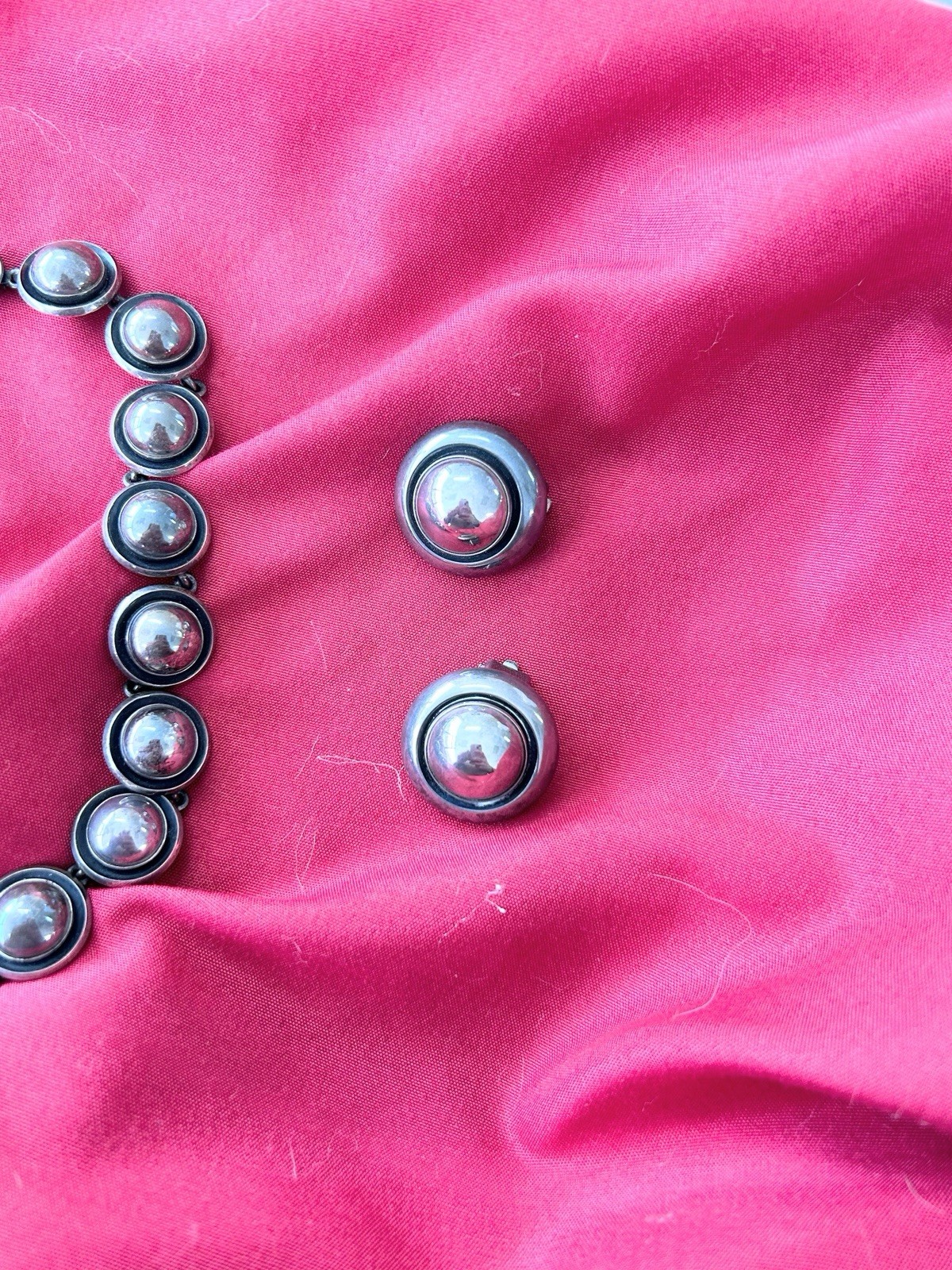 Vintage Sterling Silver NEILS ERIK Denmark Necklace, Choker & Earrings, Signed