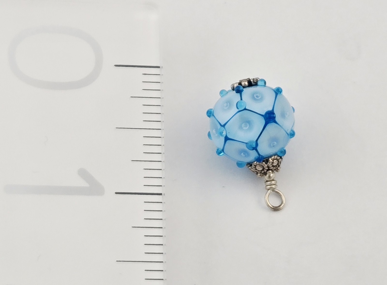 Vintage Murano Blue Glass Bead Sterling Silver Lampwork Charm Pendant – 5.7g